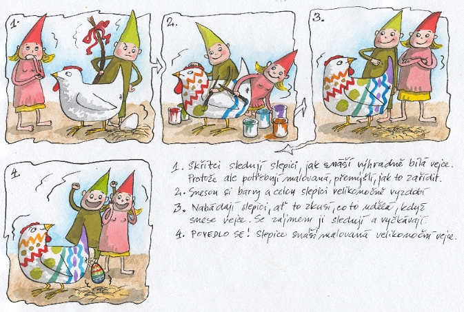 storyboard komix malovaná slepice