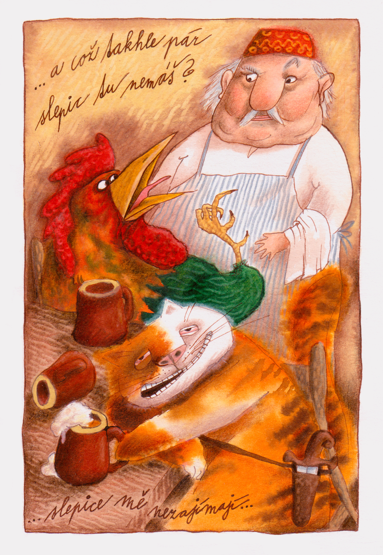 Ilustrace: opilá zvířátka (Dudáci a vlčí hlavy - Z. Šmíd)