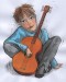 Ilustrace kluk s kytarou